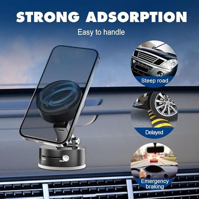 Vacuum Magnetic Suction Phone Holder – 360° Rotatable, Super Strong Grip