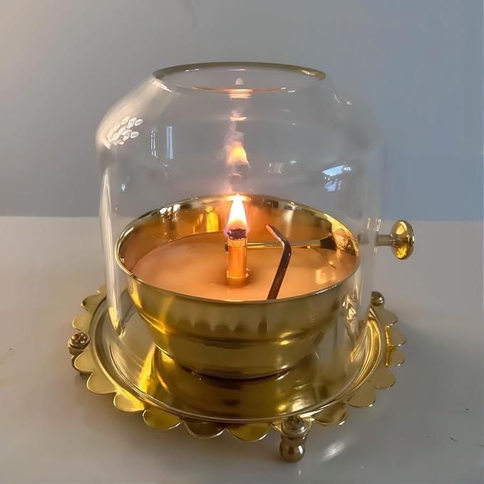 Golden Brass Akhand Diya Oil Lamp with Rotating Wick |🔥50% OFF SALE🔥|