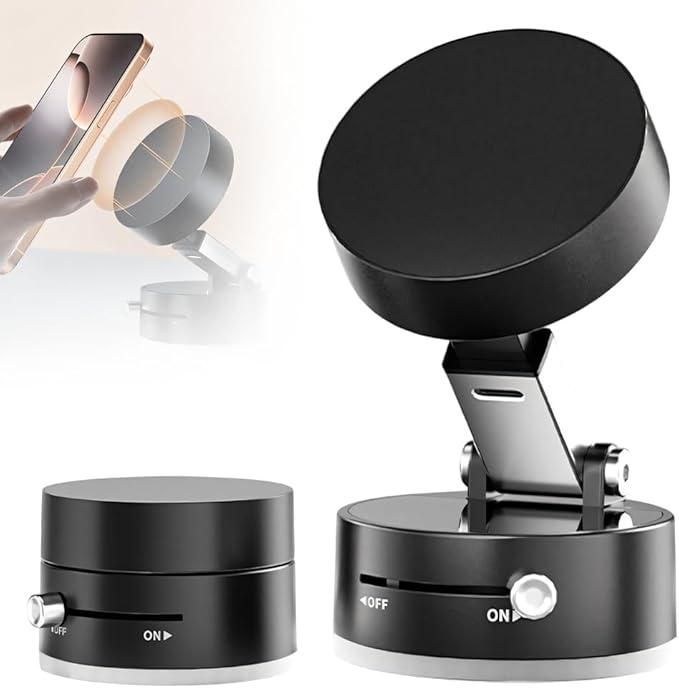 Vacuum Magnetic Suction Phone Holder – 360° Rotatable, Super Strong Grip