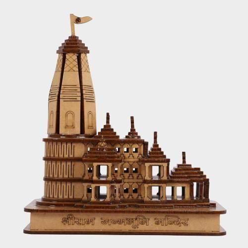 The Gift of Ayodhya: Wooden Ram Mandir Showpiece