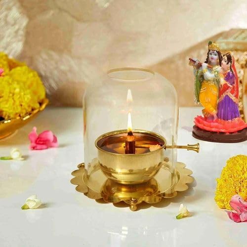 Golden Brass Akhand Diya Oil Lamp with Rotating Wick |🔥50% OFF SALE🔥|