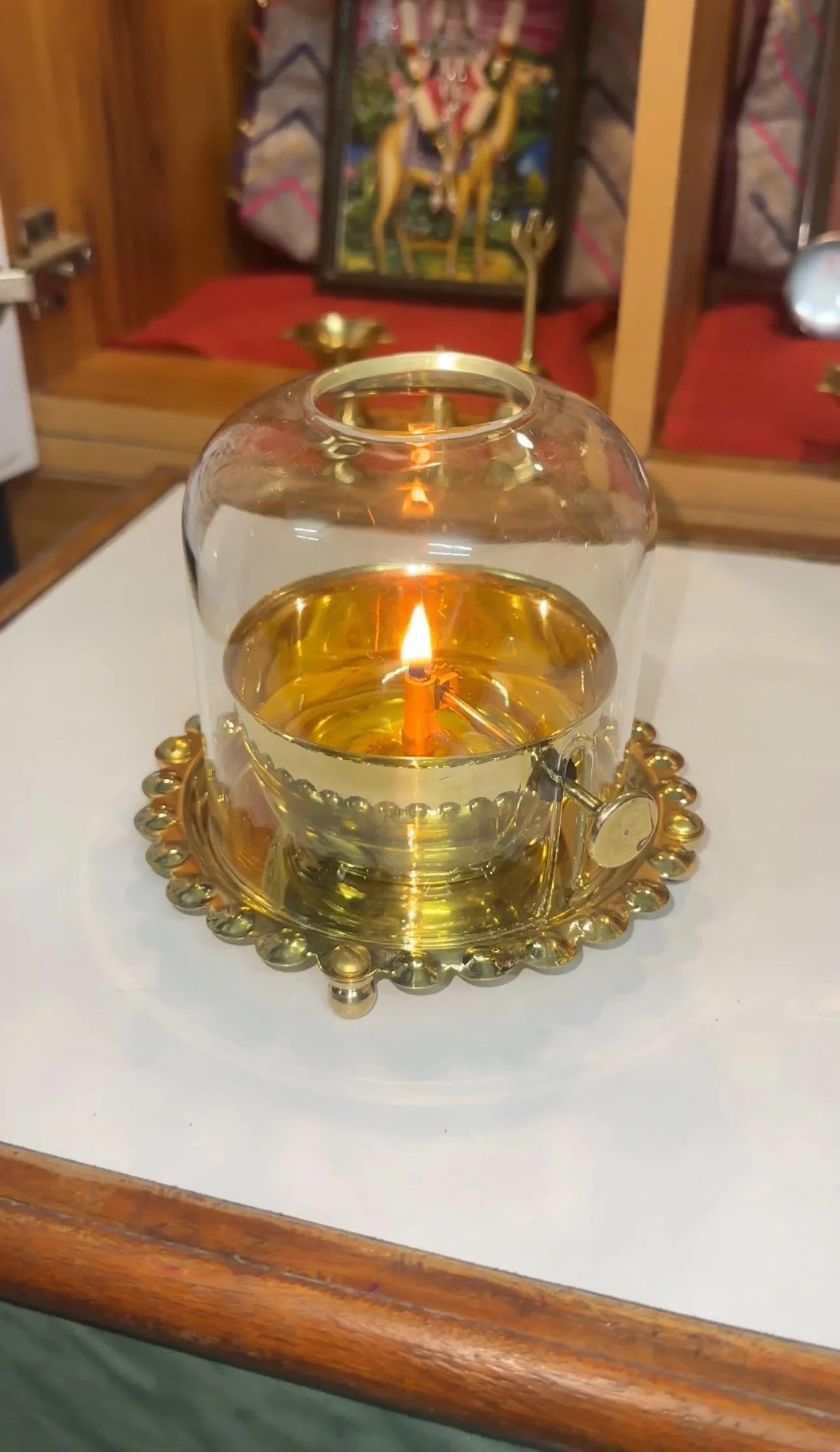 Golden Brass Akhand Diya Oil Lamp with Rotating Wick |🔥50% OFF SALE🔥|