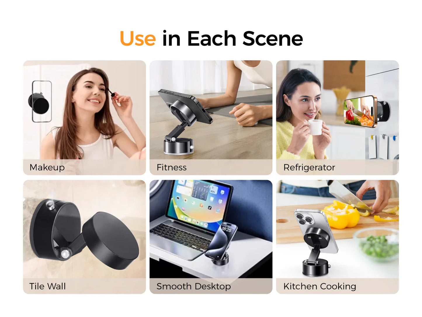 Vacuum Magnetic Suction Phone Holder – 360° Rotatable, Super Strong Grip