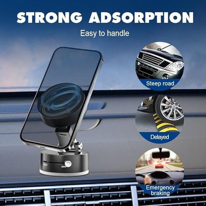 Vacuum Magnetic Suction Phone Holder – 360° Rotatable, Super Strong Grip