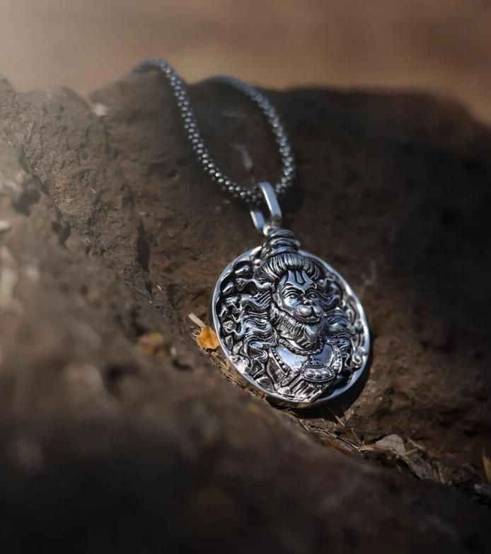 Hanuman Ji Pendant Oxodaised Silver Chain | Spiritual Protection & Strength