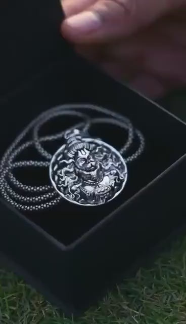 Hanuman Ji Pendant Oxodaised Silver Chain | Spiritual Protection & Strength